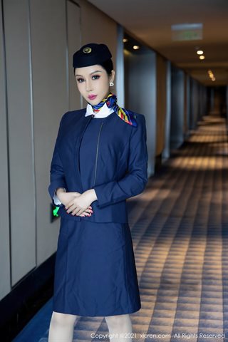 [XiuRen] No.4050 Model Tian Bingbing Sanya Brigade Stewardess Uniform Theme Lace Underwear With Meat Silk Pantyhose Temptation - 0001.jpg