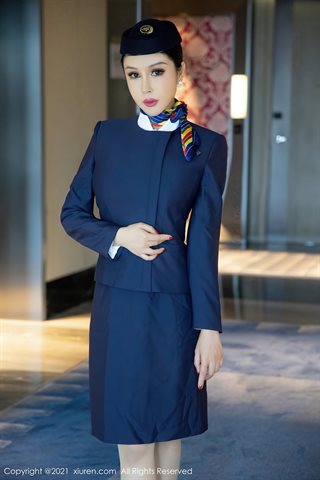 [XiuRen] No.4050 Model Tian Bingbing Sanya Brigade Stewardess Uniform Theme Lace Underwear With Meat Silk Pantyhose Temptation - 0005.jpg