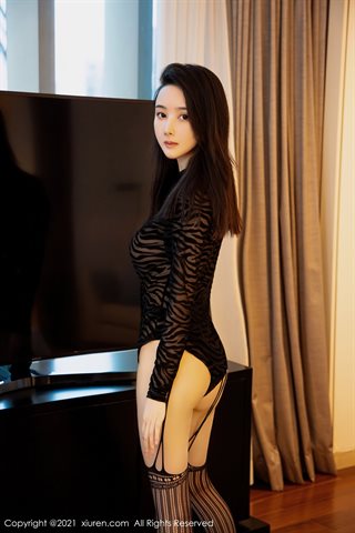 [XiuRen] No.4076 Newcomer model Summer baby private house charming black dress with black silk suspenders seductive temptation - 0037.jpg