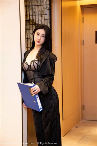 [XiuRen] No.4081 Model Su Xiaoman babyface black OL half stripped sexy lingerie lace suspenders temptation photo - 0013.jpg