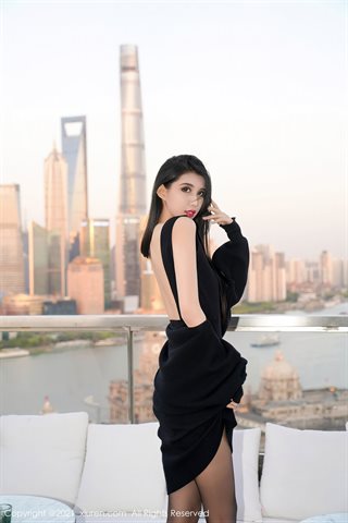 [XiuRen] No.4124 Modello Ge Zheng altezza netta 184 Sanya viaggio vestito nero senza seta nera interna mostra foto tentazione - 0001.jpg