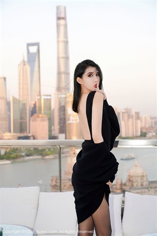[XiuRen] No.4124 Modello Ge Zheng altezza netta 184 Sanya viaggio vestito nero senza seta nera interna mostra foto tentazione - 0002.jpg
