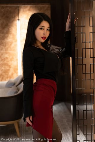 [XiuRen] No.4143 Model Meiqi Mia elegant black silk theme private room half-exposed see-through panties show buttocks temptation - 0012.jpg