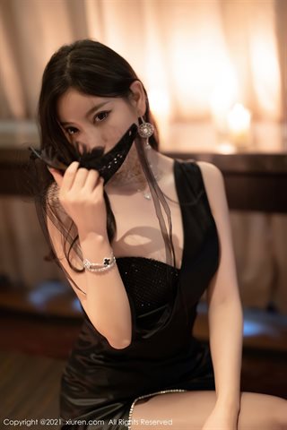 [XiuRen] No.4149 Goddess Yang Chenchen Yome sexy dress half-exposed no inner black pantyhose show buttocks temptation photo - 0015.jpg