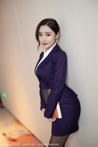 [XiuRen] No.4184 여신 왕 Xinyao yanni 전문 착용 OL 테마 검은 실크 유혹 사진으로 노출 된 섹시한 속옷 - 0007.jpg