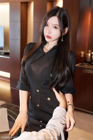 [XiuRen] No.4193 Goddess Zhou Yuxi Sandy black professional OL theme sexy underwear with black silk suspenders temptation photo - 0001.jpg