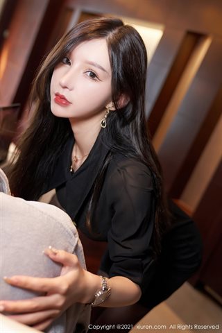 [XiuRen] No.4193 Goddess Zhou Yuxi Sandy black professional OL theme sexy underwear with black silk suspenders temptation photo - 0016.jpg
