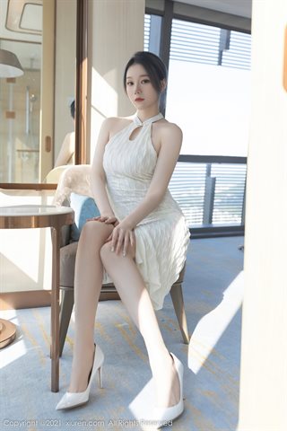[XiuRen] No.4308 安然Maleah Белое газовое платье с открытыми плечами - 0030.jpg