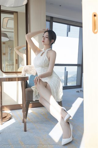 [XiuRen] No.4308 安然Maleah vestido branco de gaze ombro a ombro - 0031.jpg