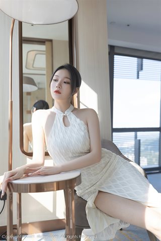 [XiuRen] No.4308 安然Maleah Белое газовое платье с открытыми плечами - 0033.jpg