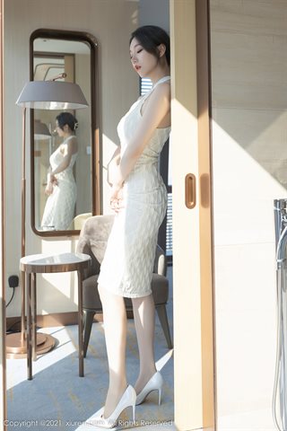 [XiuRen] No.4308 安然Maleah Белое газовое платье с открытыми плечами - 0036.jpg