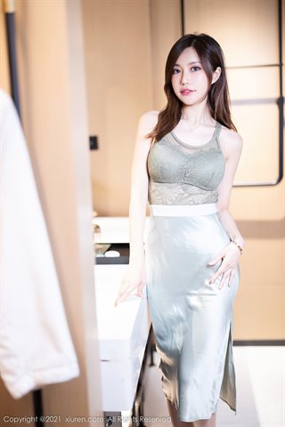 [XiuRen] No.4353 绮里嘉ula Green-grey mesh top with grey skirt - 0029.jpg