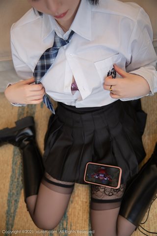 [XiuRen] No.4364 一颗甜蛋黄a White T black short skirt purple underwear black silk - 0028.jpg