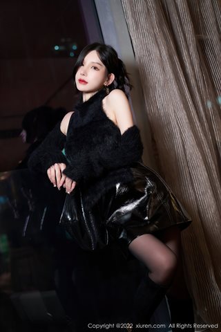 [XiuRen] No.4437 周于希Sally black leather skirt - 0013.jpg