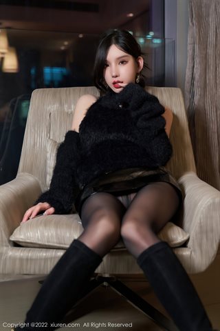 [XiuRen] No.4437 周于希Sally black leather skirt - 0026.jpg