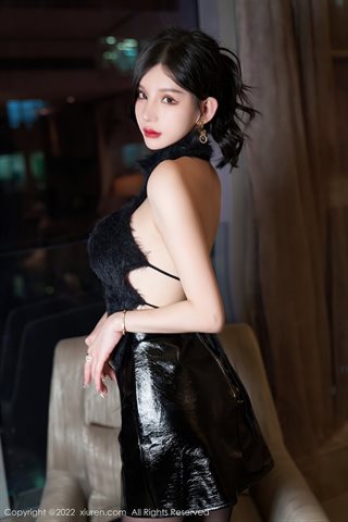 [XiuRen] No.4437 周于希Sally black leather skirt - 0029.jpg