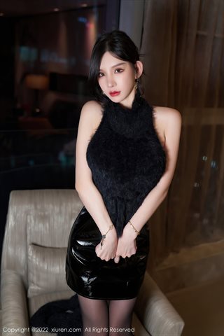 [XiuRen] No.4437 周于希Sally black leather skirt - 0033.jpg
