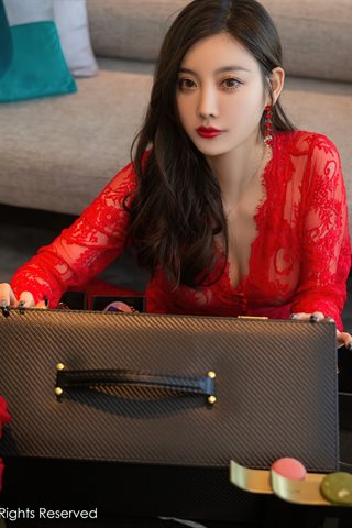[XiuRen] No.4516 杨晨晨Yome Chủ đề đêm tân hôn váy đỏ lụa đen - 0038.jpg