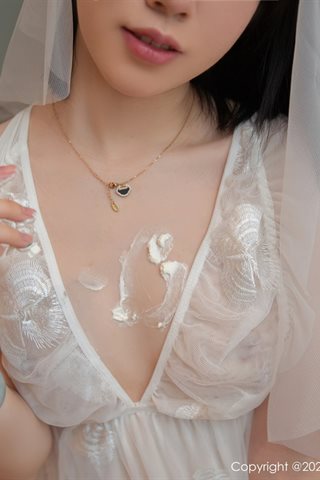 [XiuRen] No.4530 一颗甜蛋黄a Wedding Anniversary Themed White Sheer Dress - 0007.jpg