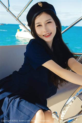 [XiuRen] No.4536 尹甜甜 Offshore yacht photography dark long dress white lingerie - 0004.jpg