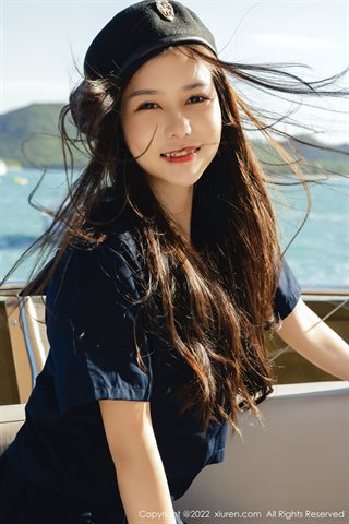 [XiuRen] No.4536 尹甜甜 Fotografía de yates en alta mar vestido largo oscuro lencería blanca - 0009.jpg