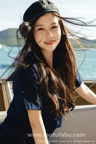 [XiuRen] No.4536 尹甜甜 Fotografía de yates en alta mar vestido largo oscuro lencería blanca - 0010.jpg