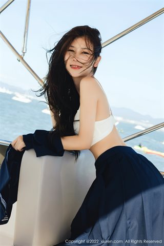 [XiuRen] No.4536 尹甜甜 Offshore yacht photography dark long dress white lingerie - 0023.jpg