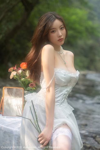 [XiuRen] No.4564 杨晨晨sugar Outdoor creek scene white dress white stockings - 0064.jpg