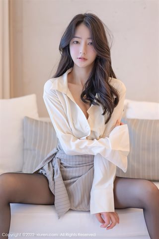 [XiuRen] No.4568 熊小诺 T-shirt blanc et sous-vêtement noir avec soie noire - 0026.jpg