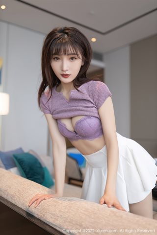 [XiuRen] No.4570 陆萱萱 कॉसप्ले कैट टॉप व्हाइट शॉर्ट स्कर्ट प्राइमरी कलर स्टॉकिंग्स - 0012.jpg
