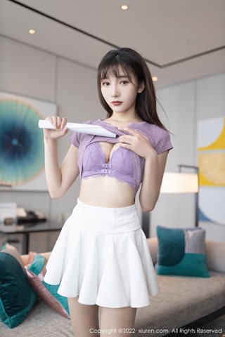 [XiuRen] No.4570 陆萱萱 Cosplay Cat Top Jupe courte blanche Bas de couleur primaire - 0036.jpg