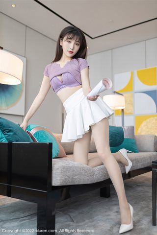 [XiuRen] No.4570 陆萱萱 Cosplay Cat Top White Short Skirt Primary Color Stockings - 0042.jpg