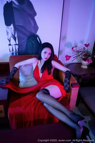[XiuRen] No.4571 summer宝宝 vestido vermelho com seda preta - 0032.jpg