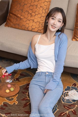 [XiuRen] No.4582 唐安琪 calze di colore primario jeans - 0018.jpg