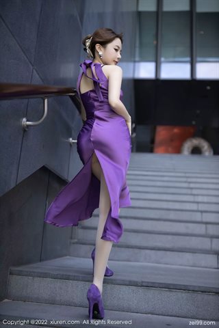 [XiuRen秀人网] No.4607 鱼子酱Fish Фиолетовое длинное платье с чулками основного цвета - 0006.jpg