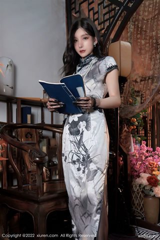 [XiuRen秀人网] No.4608 周于希Sally Ink dress with black silk black high heels - 0013.jpg
