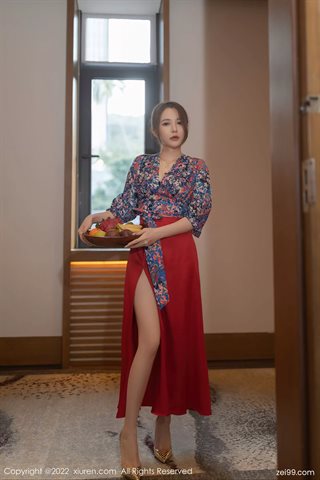 [XiuRen秀人网] No.4674 鱼子酱Fish rotes Kleid schwarze Spitzenunterwäsche - 0010.jpg
