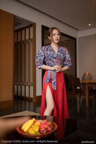 [XiuRen秀人网] No.4674 鱼子酱Fish vestido rojo ropa interior de encaje negro - 0016.jpg