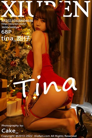 [XiuRen秀人网] No.4686 tina_甜仔 Red suspenders with primary color stockings