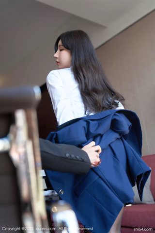 [XiuRen秀人网] No.4708 周于希Sally OL dress up short skirt white T with black silk - 0019.jpg