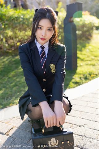 [XiuRen秀人网] No.4721 杨晨晨Yome Uniform series school girl dress up white T-shirt lace underwear with black silk - 0008.jpg