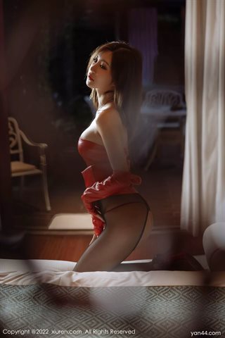 [XiuRen秀人网] No.4740 绮里嘉ula Red leather dress with black silk black high heels - 0063.jpg