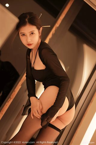 [XiuRen秀人网] No.4768 尹甜甜 vestido preto com seda preta - 0019.jpg
