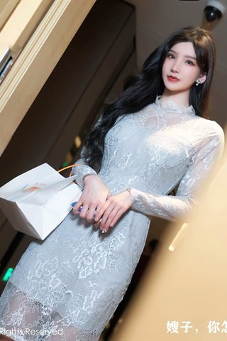 [XiuRen秀人网] No.4774 周于希Sally Vestido corto blanco ropa interior azul-gris con medias de colores primarios - 0006.jpg