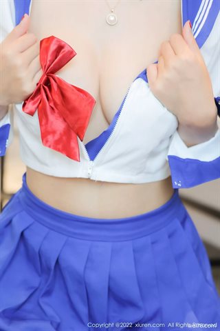 [XiuRen秀人网] No.4781 夏沫沫tifa Seri godaan seragam rok pendek biru atas putih dengan sutra hitam - 0027.jpg