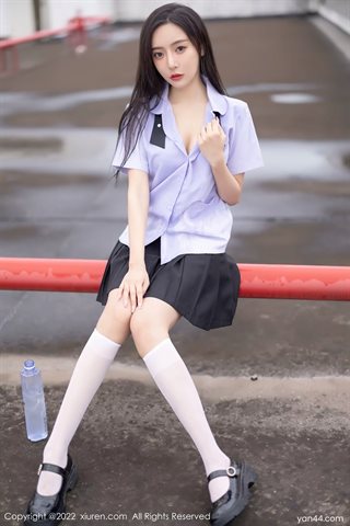 [XiuRen秀人网] No.4819 王馨瑶yanni Váy ngắn màu đen màu xanh lá cây đồ lót màu xám với tất trắng - 0024.jpg