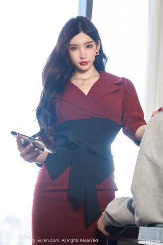 [XiuRen秀人网] No.4877 周于希Sally Red clothing and black underwear with black silk - 0024.jpg