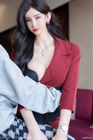 [XiuRen秀人网] No.4877 周于希Sally Red clothing and black underwear with black silk - 0029.jpg