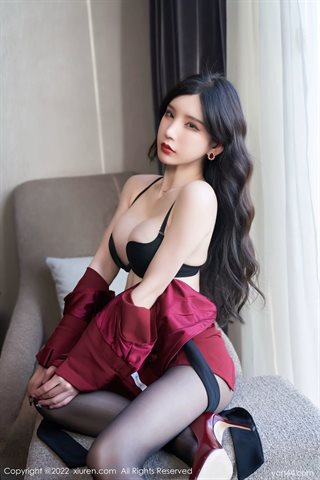 [XiuRen秀人网] No.4877 周于希Sally Red clothing and black underwear with black silk - 0050.jpg