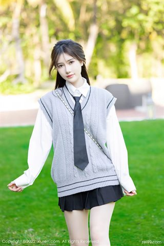 [XiuRen秀人网] No.4896 美桃酱 White T black short skirt with black silk - 0025.jpg
